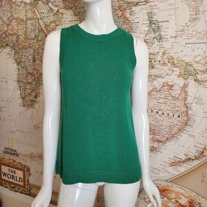 Chico's crew neck tank sweater tropic kelly green cotton blend summer office S